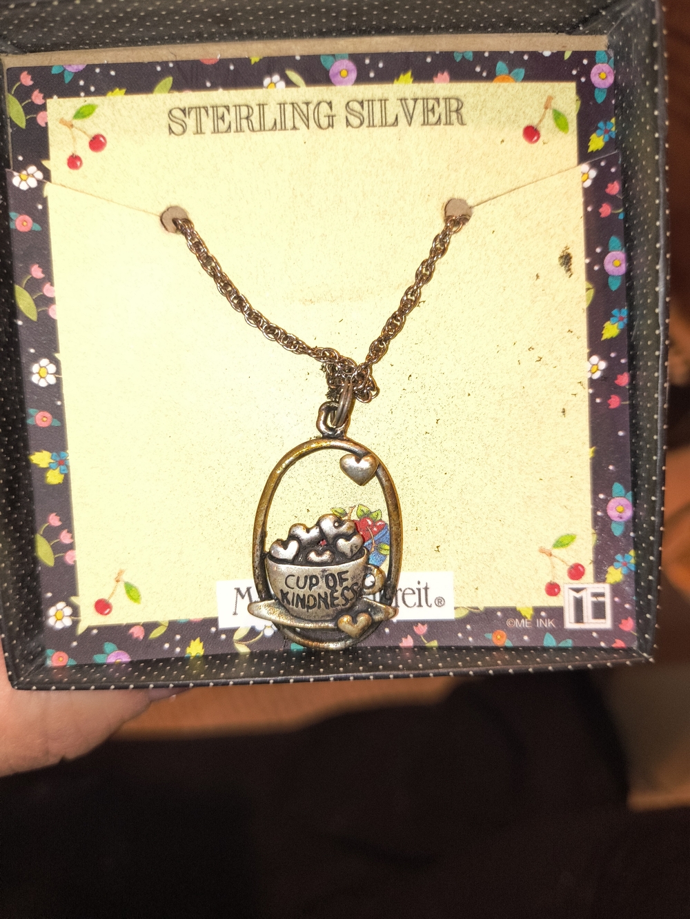Mary Engelbreit Gold and Silver 'Cup of Kindness' Pendant Necklace